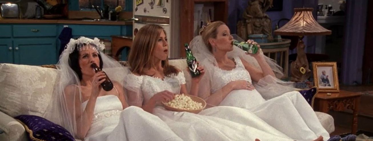 Monica, Rachel and Phoebe enjoying beer and popcorn Monica, Rachel and Phoebe enjoying beer and popcorn